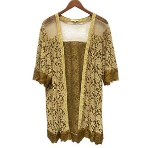Easel Los Angeles Lace Kimono Cardigan Duster Mesh Size L Fairy Floral Beach